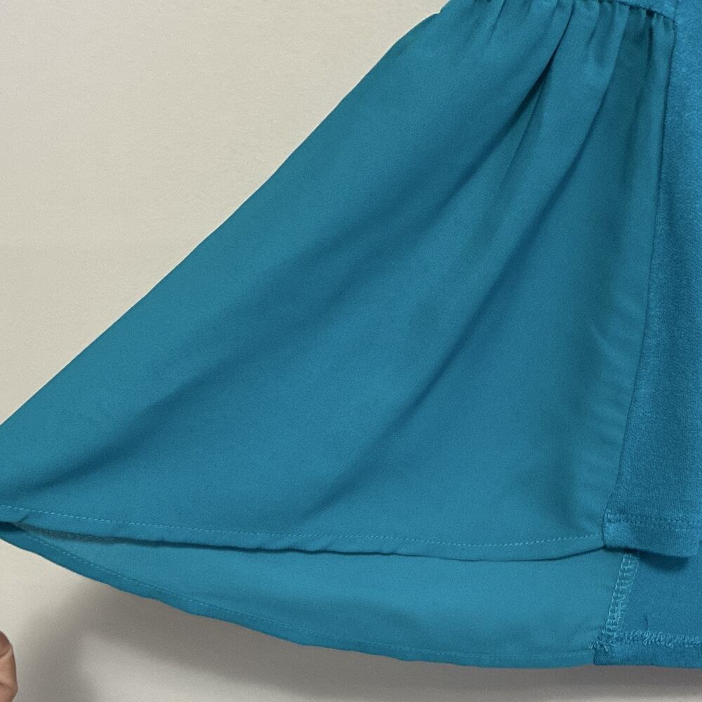 Living Doll Teal Peplum Top Short Sleeve Babydoll Blouse Sz XS Boho Ruffled - Picture 3 of 6